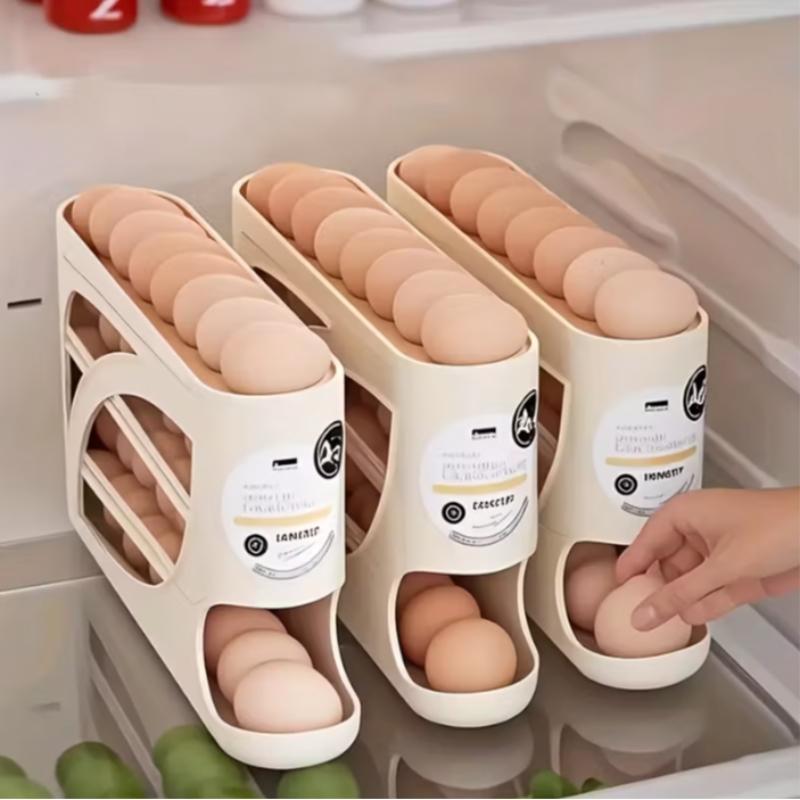 Stackable Egg Storage Box for Refrigerator, Refrigerator Organizer, stackable fridge organizer, Automatic Slide-Out Design, Space-Saving Large Capacity, Transparent PP Material