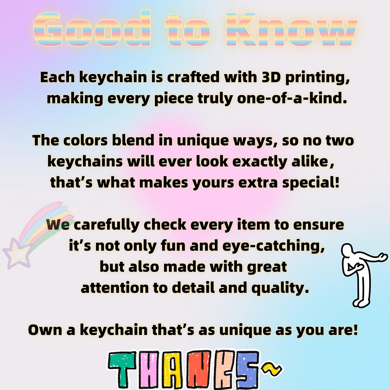 Random Gradient 3D Printed Keychain Gift – Surprise Blind Bag with Skeleton Dog, Octopus, Fox, Long-Tail Fox, or Star, Perfect for Kids, Friends, Party Favors, and Holiday Gifts