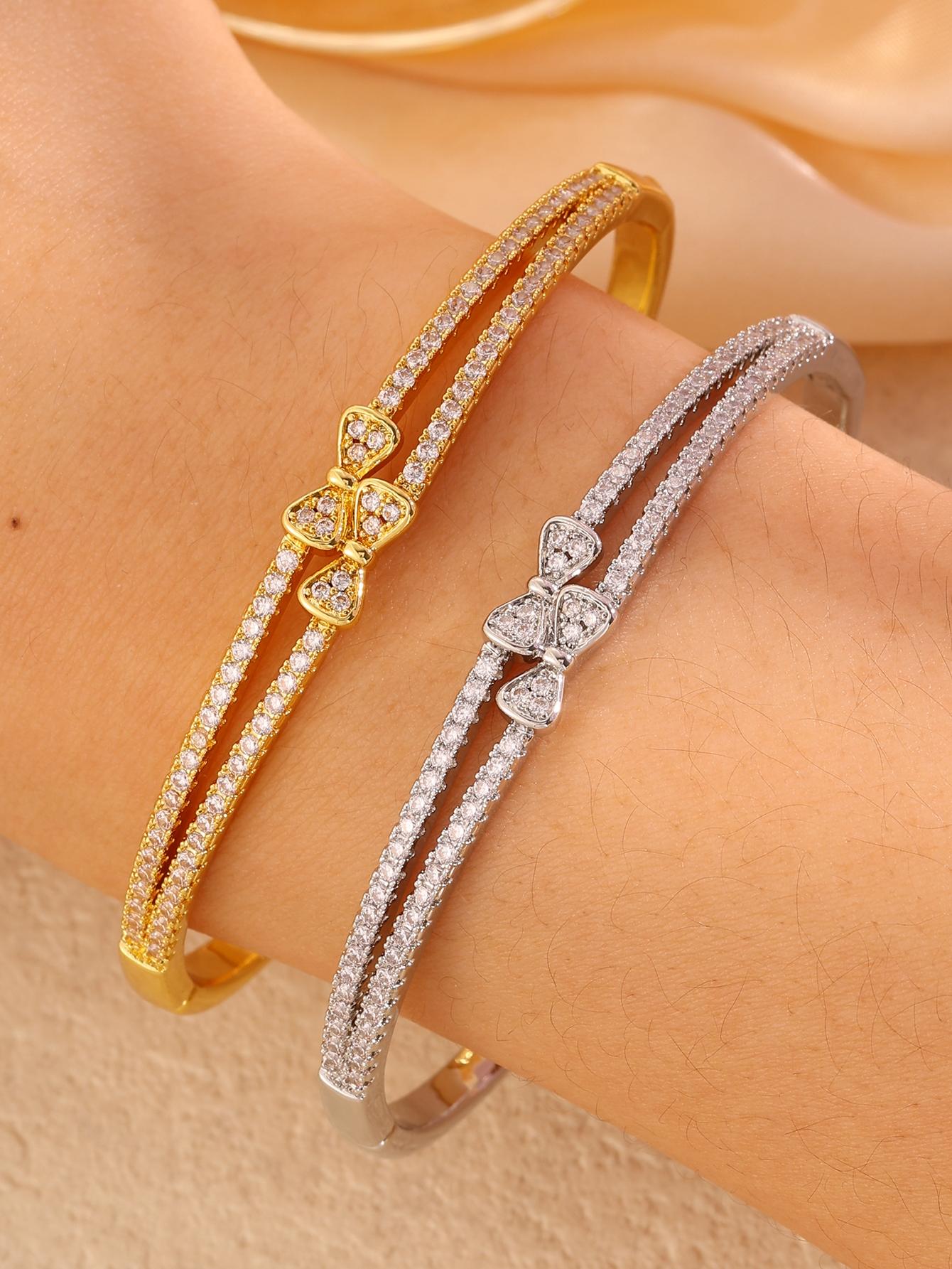 Fashion Knot Cubic Zirconia Bracelet for Women, Elegant Daily Wear Jewelry, Perfect Gift for Her, All Seasons Accessory
