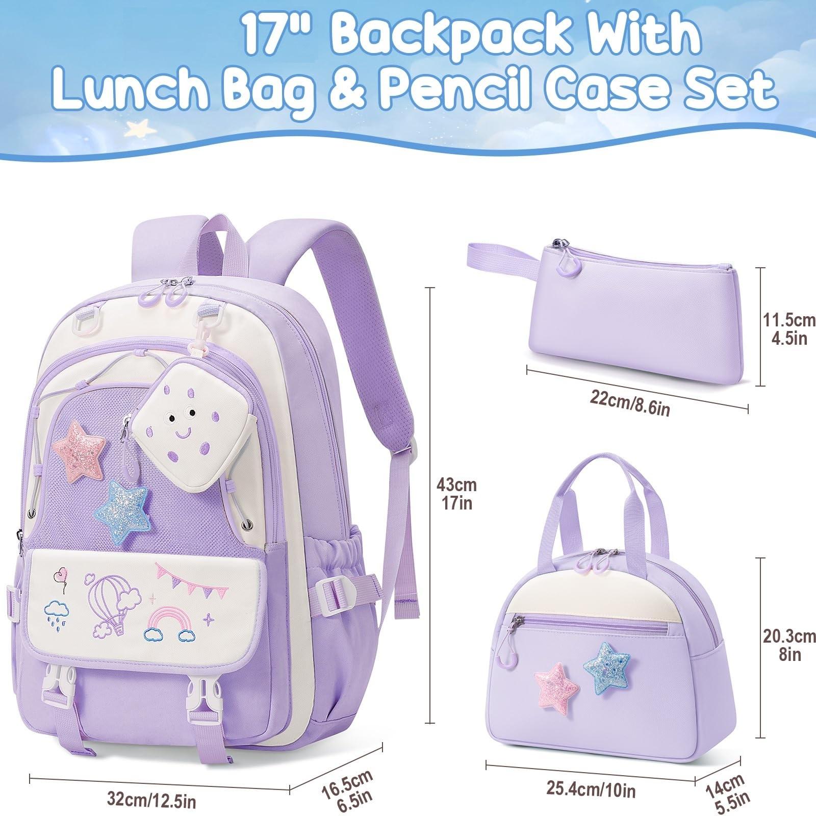 Fimibuke Waterproof 3 PCS Backpack Set with Lunch Bag & Pencil Case – Lightweight School Bag Bookbag for Girls and Boys , Ideal for Elementary Middle High School Students dealsforyoudays