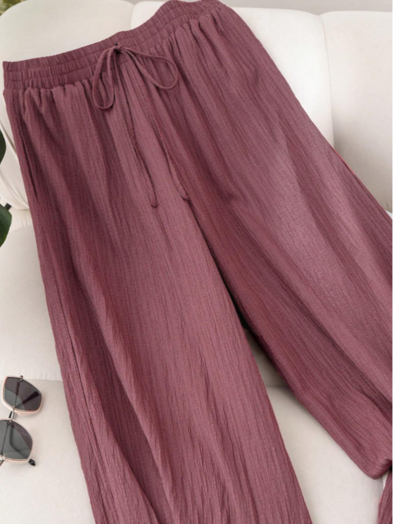 Women's Solid Color Wide Leg Pants, Casual Comfy Trousers for Daily Wear, Ladies Bottoms for All Seasons, Casual Fashion Pants