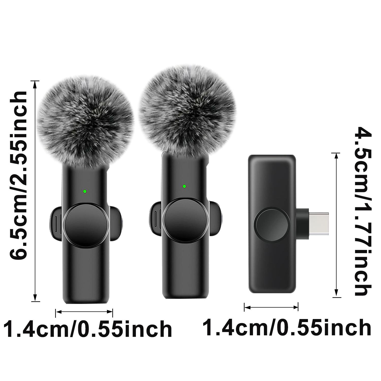 Wireless Lavalier Microphone with Noise Reduction Cover Plug-Play Professional Noise Reduction Recording Clip Mic Plug-Play for Video Recording Interview Podcast Wireless Mic for PC, IOS, Andriod, Record Vlogs, Live Stream, Receiver