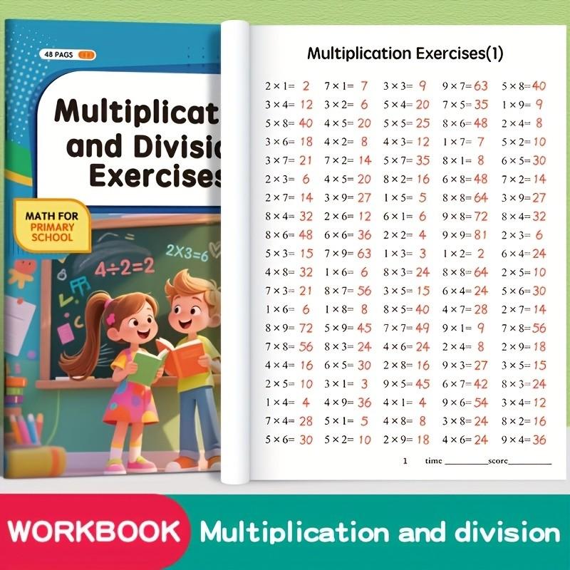 Learning and Education Writing Aids, 48 Pages Multiplication Division Practice Book, Enhance Math Skills, School Supplies, Christmas Gift
