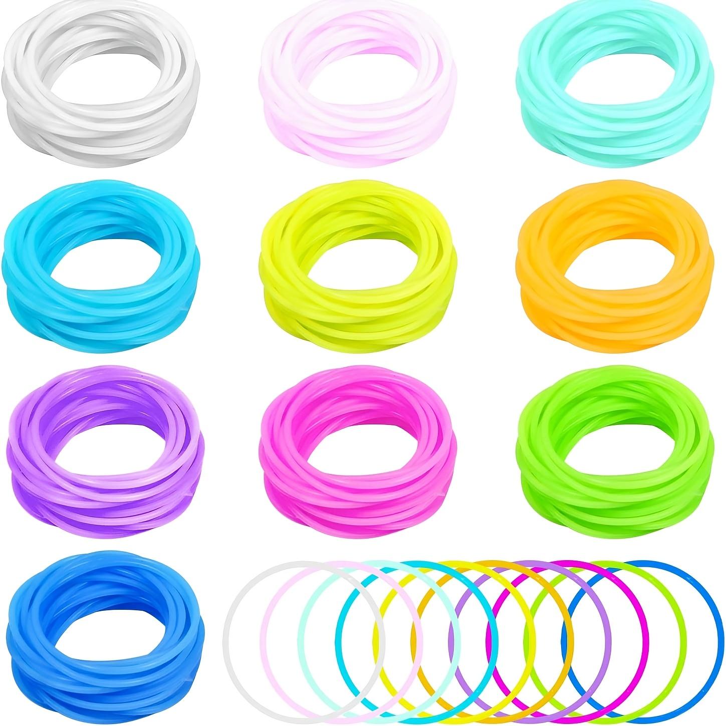 Gift for Her/Him 30 Pack Colorful Jelly Bracelets Rainbow Glow-in-the-Dark Elastic Gummy Bracelets Hair Ties Adult Glowing Party Favors (Random Color)