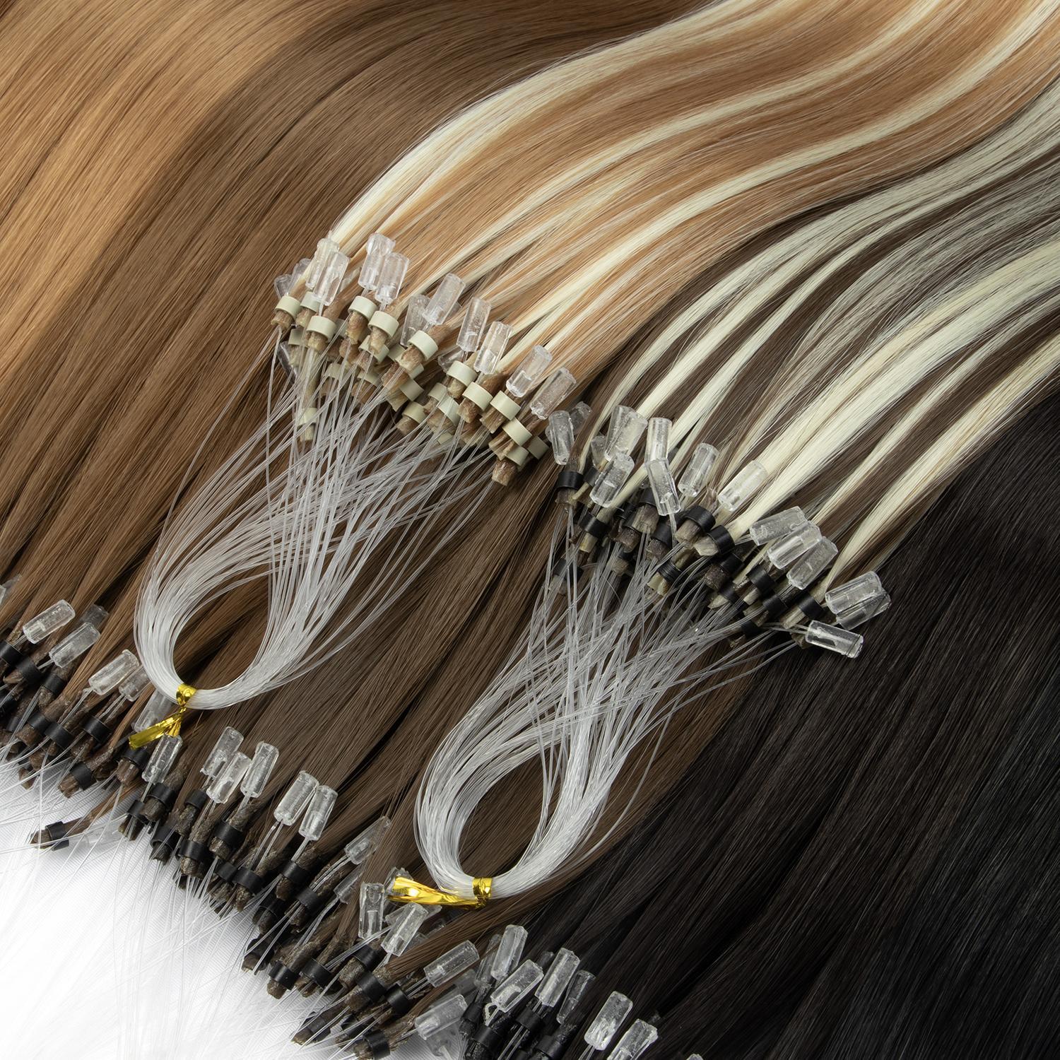 50 Strands Micro Beads Hair Extensions, 20inch Natural Straight Hair, 12 Colors, Add Volume & Length, Synthetic Hair for Women