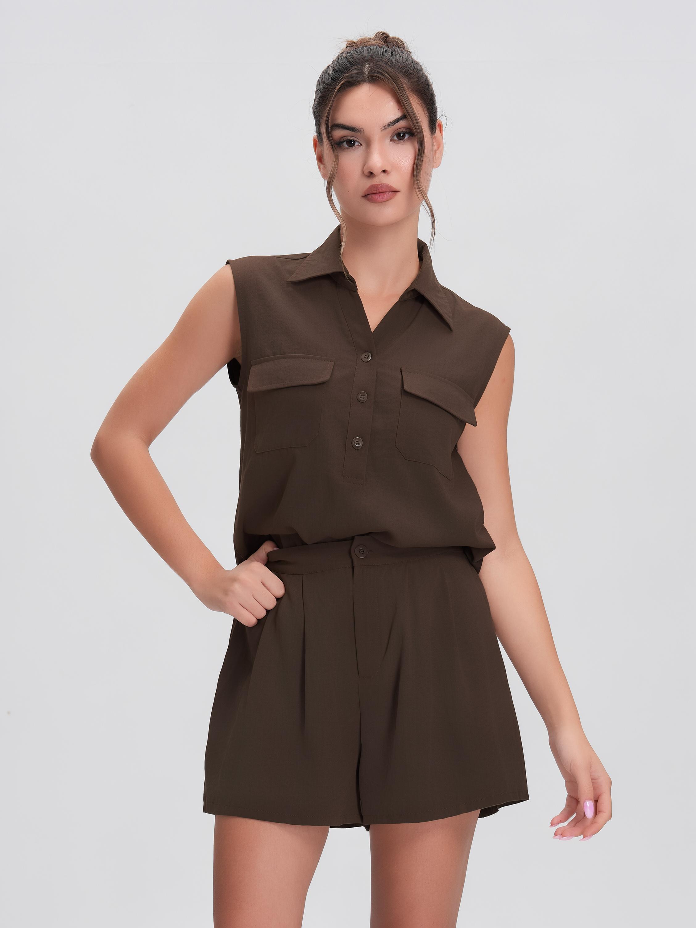 Women's Multifunctional V-Neck Sleeveless Top and Shorts Set, Breathable Soft Cotton Two-Piece, Summer Lightweight Quick-Dry Home Wear