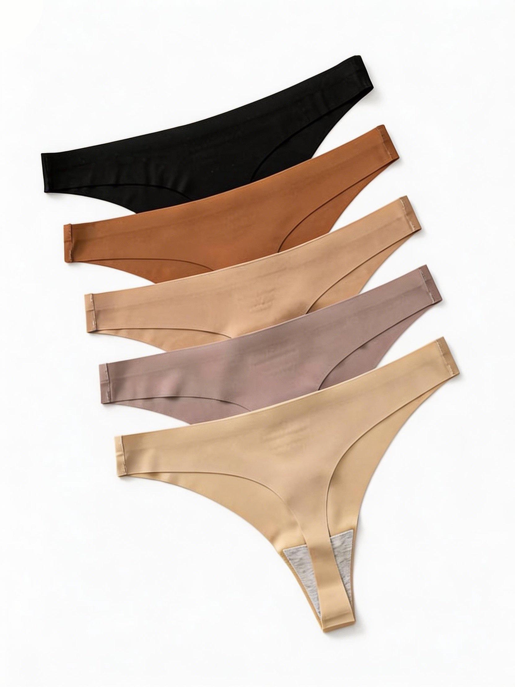 5 Pack Sexy G-String Underwear Breathable Women's T-Back Thongs Seamless Low Rise Bikini Panties S-XL