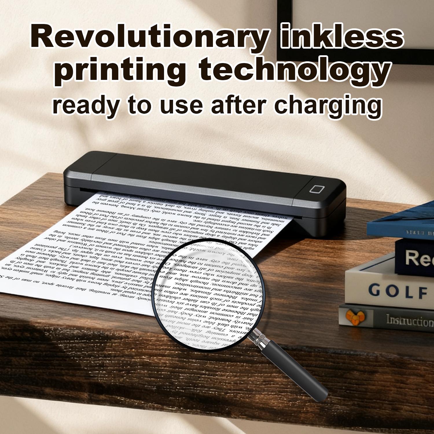 Portable A4 Printer, Portable Handheld Printer, Wireless Portable Printer, Inkless Printing Machine, Mobile Phone Bluetooth-compatible Direct Connection Printer, Office Equipment for Home School Dormitory