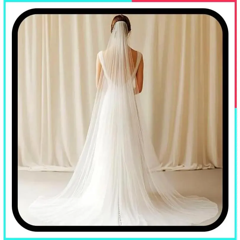 118" Cathedral Wedding Veil Long Drop Bridal Veil Simple Soft Tulle for Bride