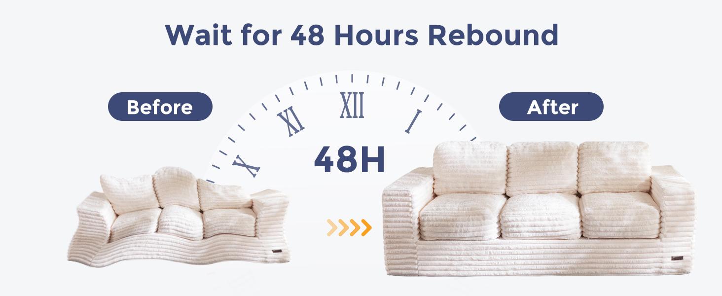 MAXYOYO 3-Seater Boneless Sofa Couch in a Box, Modern Faux Fur Sofa for Living Room, Soft High-Density Foam Couch with Pillows, Fluffy & Supportive Chair Lounge, No Assembly Required MAXYOYO 3-Seater Boneless Sofa Couch in a Box, Modern Faux Fur Sofa for Living Room, Soft High-Density Foam Couch with Pillows, Fluffy & Supportive Chair Lounge, No Assembly Required