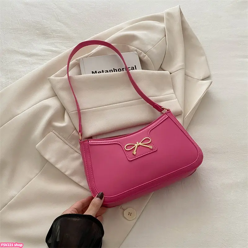 Women's Balletcore Solid Color Bow PU Leather Crossbody Bag - Chic Ribbon-Decorated Gym-Style Shoulder Bag for Daily Commuting, Office Use