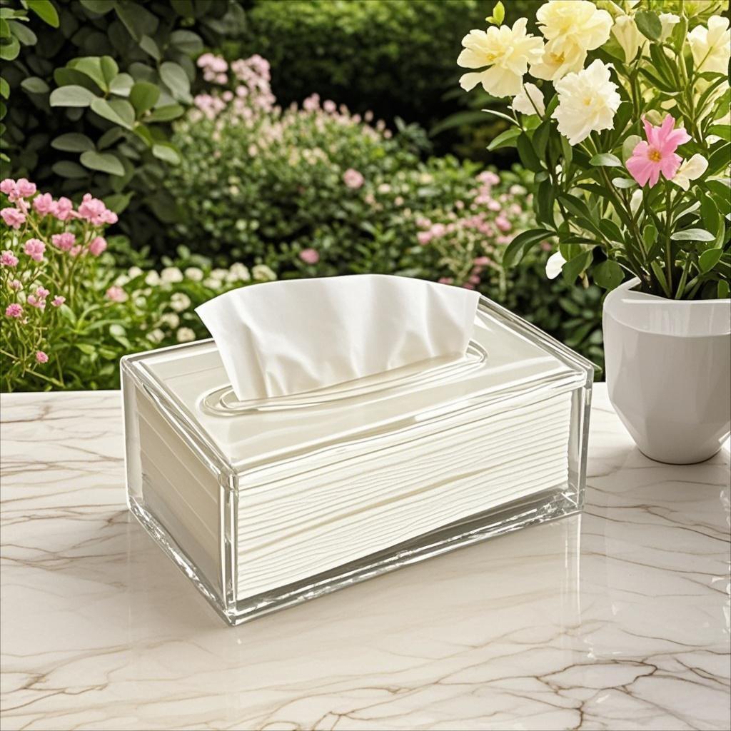 Transparent Acrylic Napkin Holder, Rectangular Design, Ideal for Bathroom Kitchen Car Restaurant, Durable Modern Aesthetic, Tissue Holder