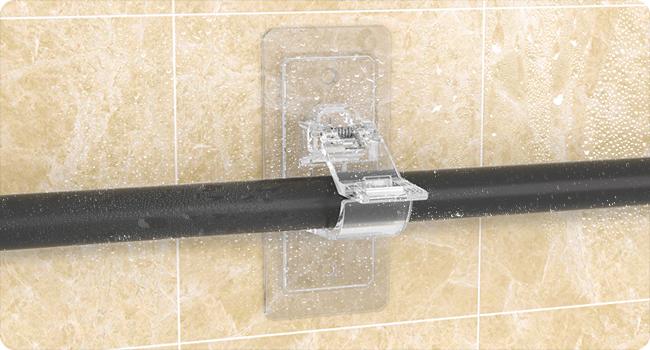 Renter Friendly No Drill Curtain Rod Brackets, Self Adhesive Holders for Multi-Size Rods 0.5''-1.2''