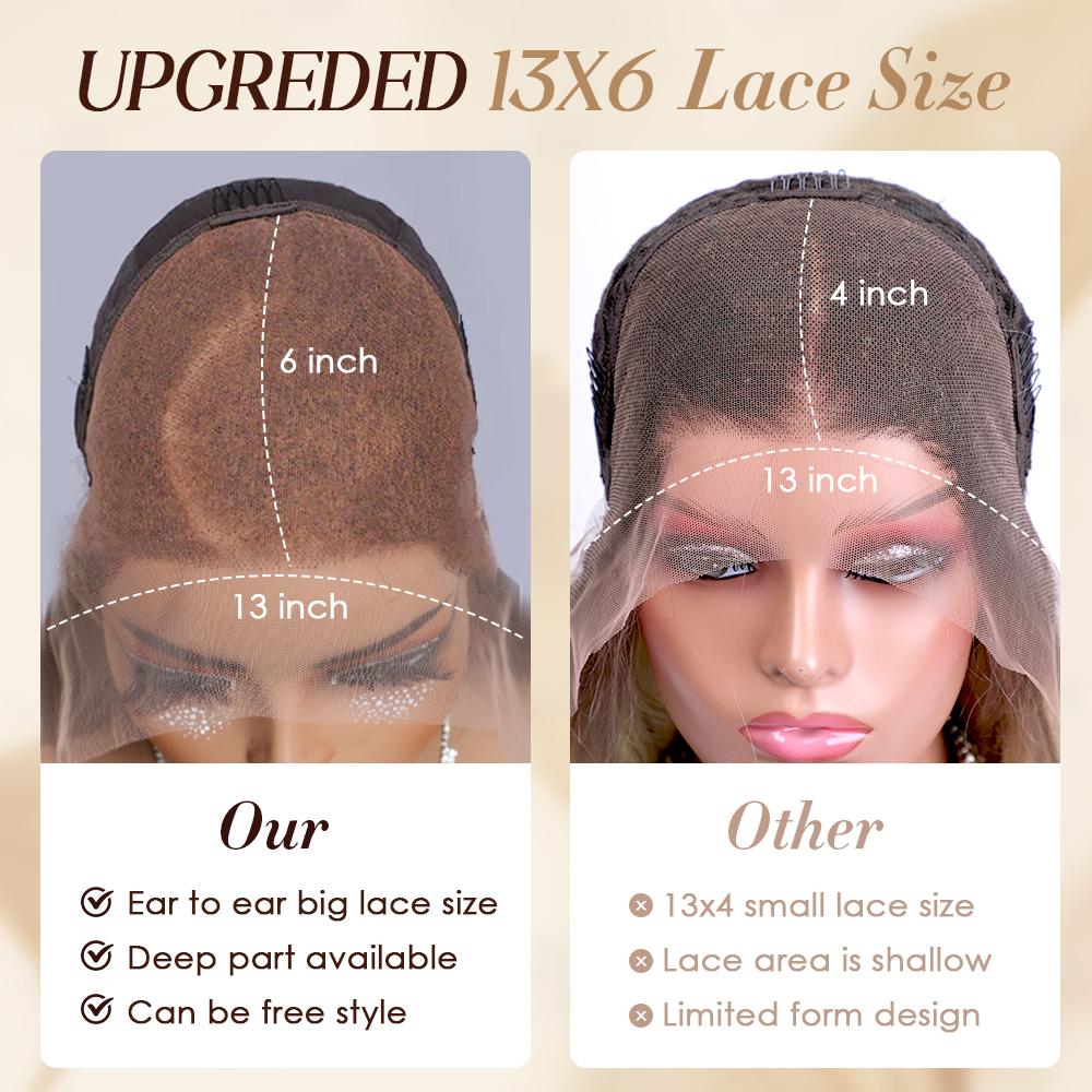 Pizazz Hair 13x6 Pre Bleached Honey Blonde Straight Full Lace Front Wigs Human Hair Pre Plucked For Momen 220% Density Highlight HD Transparent Lace Frontal Wigs with Baby Hair