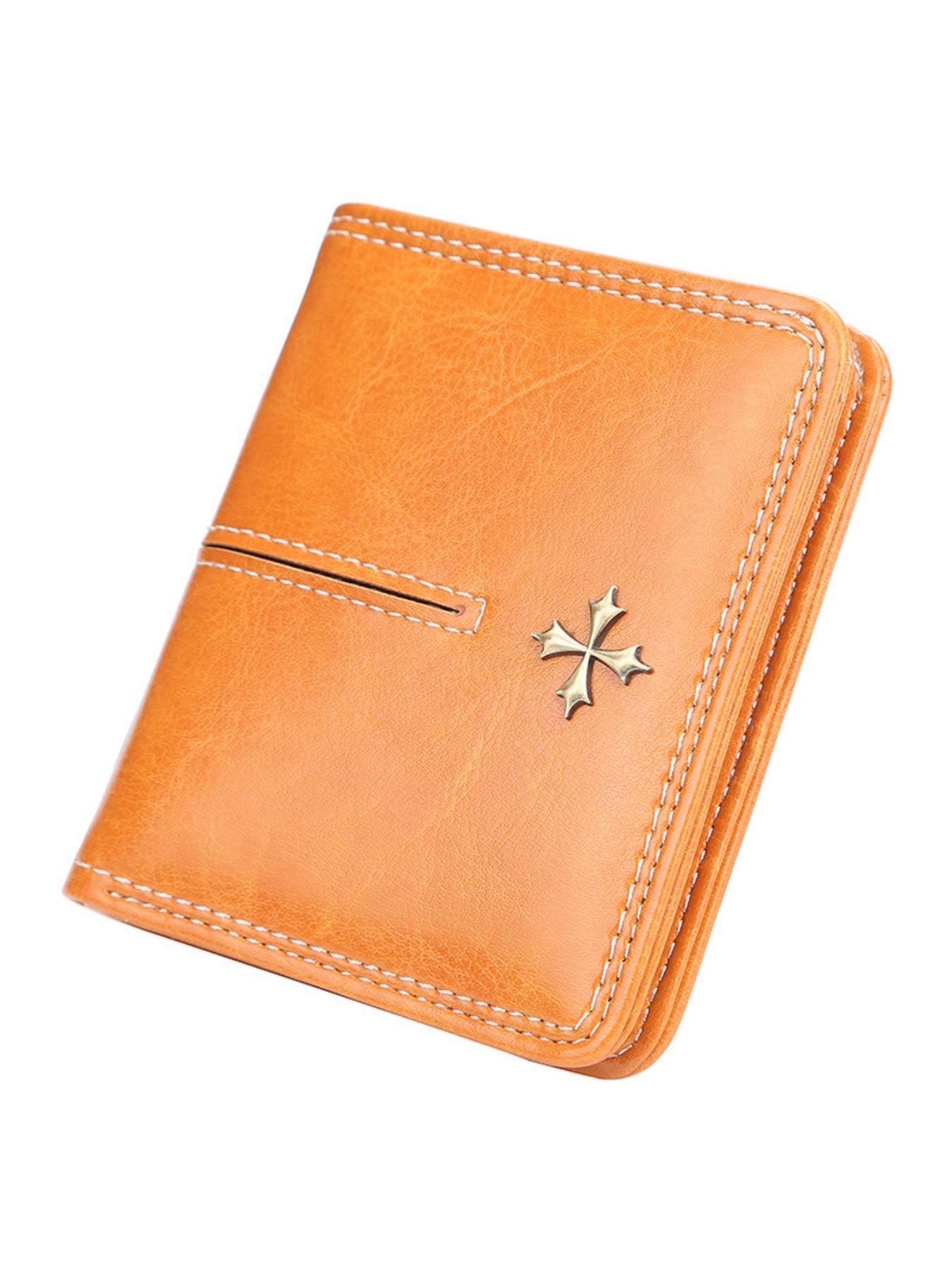 Women's Short Vertical Wallet, Vintage Fashion Style, Multiple Card Slots with Zipper Coin Pocket, Casual Daily Use Commuter Purse