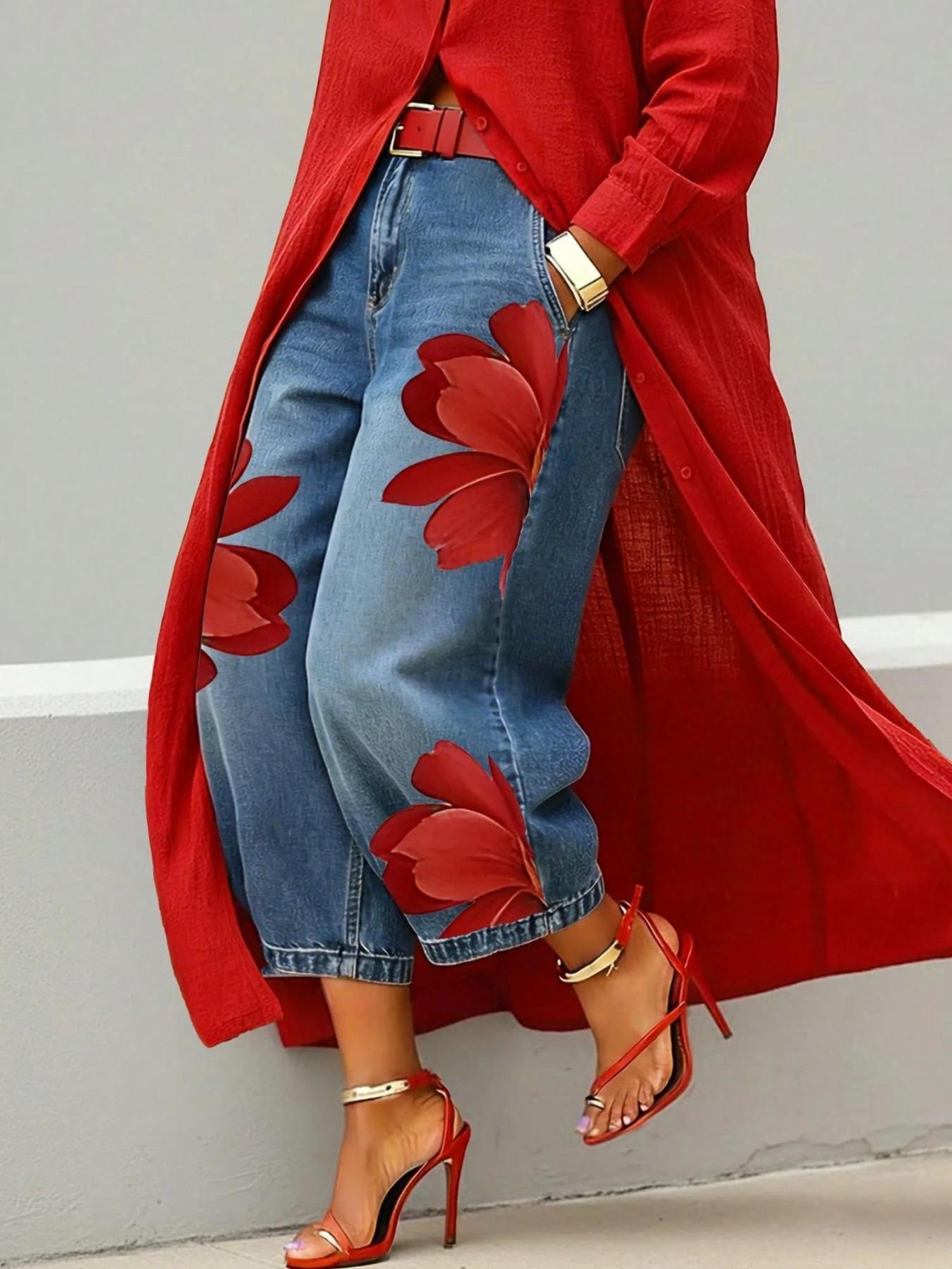 【Yazzy Exclusive】Women's Floral Print Wide-Leg Trousers, High-Waist Relaxed Fit, Casual All-Seasons Style, Yazzy Exclusive Fall Fashion 2026
