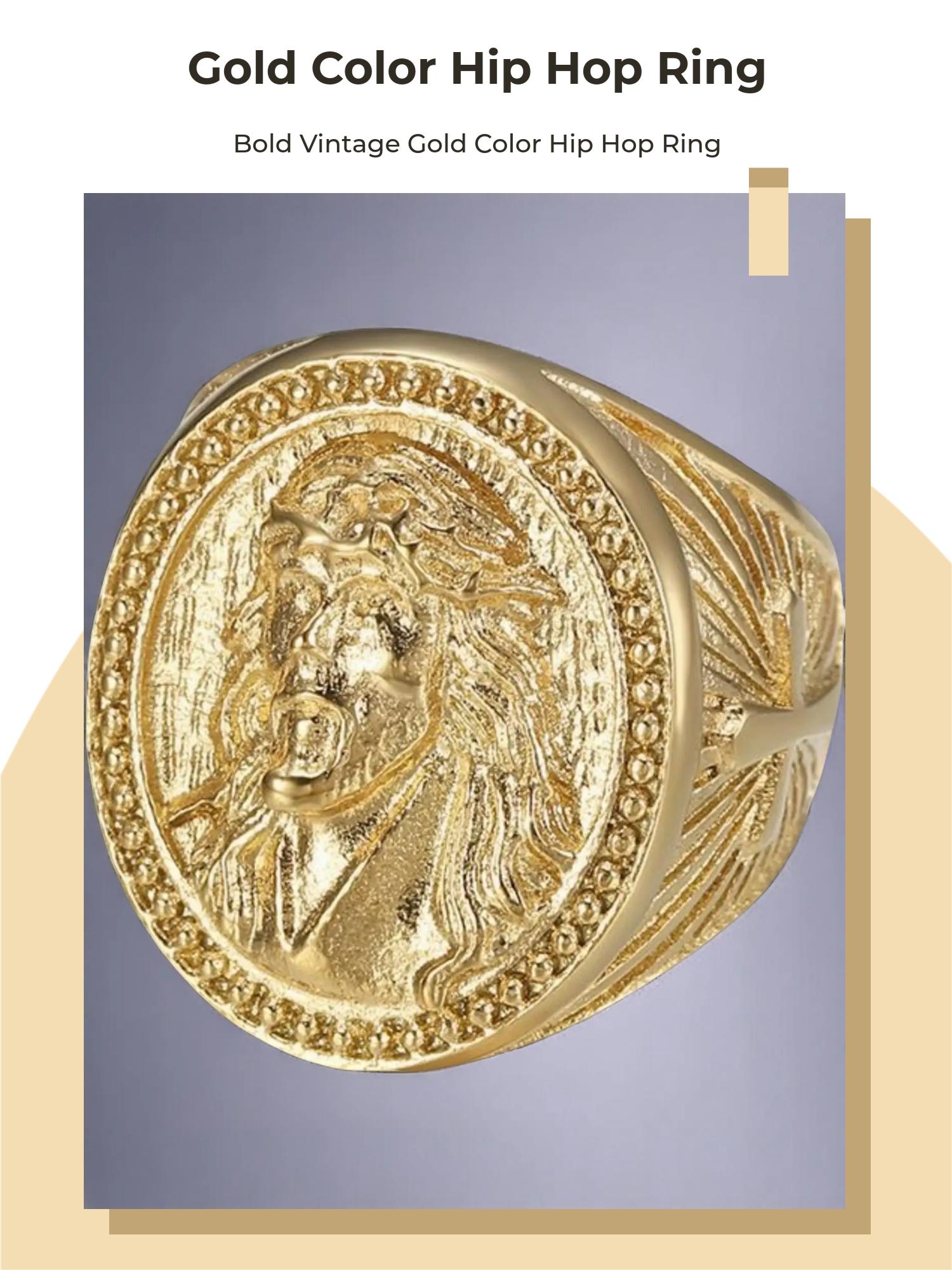 New style of new temperament domineering high-end hip-hop HIPHOP ring trendy and versatile retro gold YS cross men's ring accessories