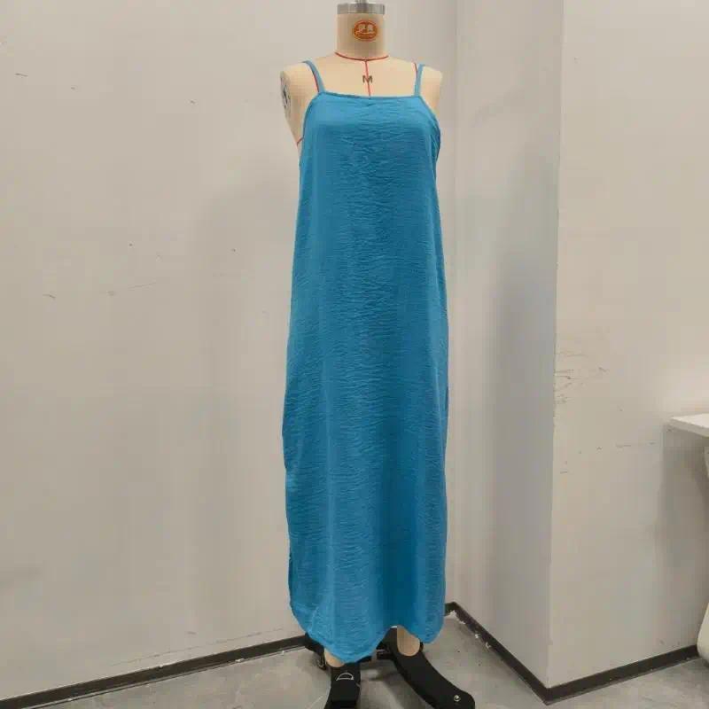 Women's Linen Cotton Maxi Dress with Square Neck Sleeveless Long Dresses, Casual Loose Resort Wear 6XDA