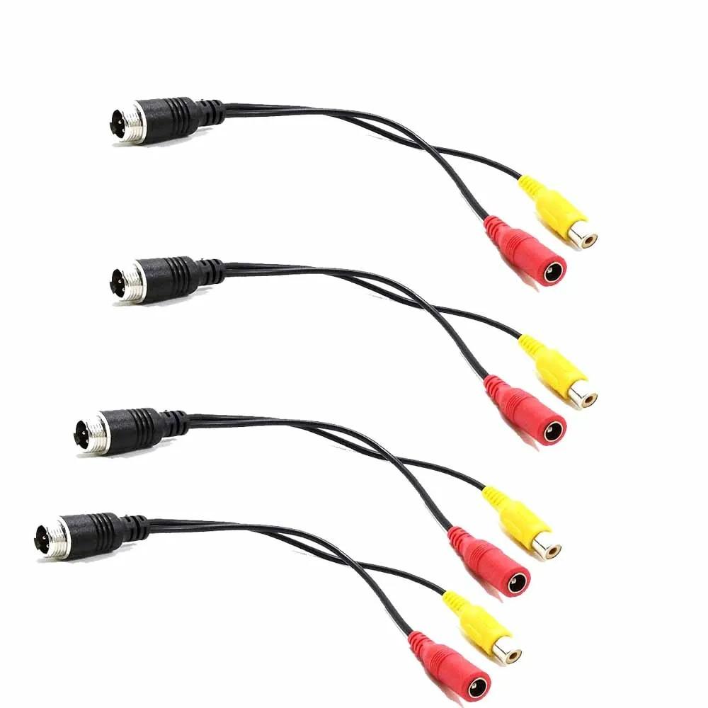 Bileeko Rca/AV to M12 4 Pin Car Adapter Cable, 4 Pin Male to Rca Female with Dc Male Connector, Compatible with Displays and Cameras