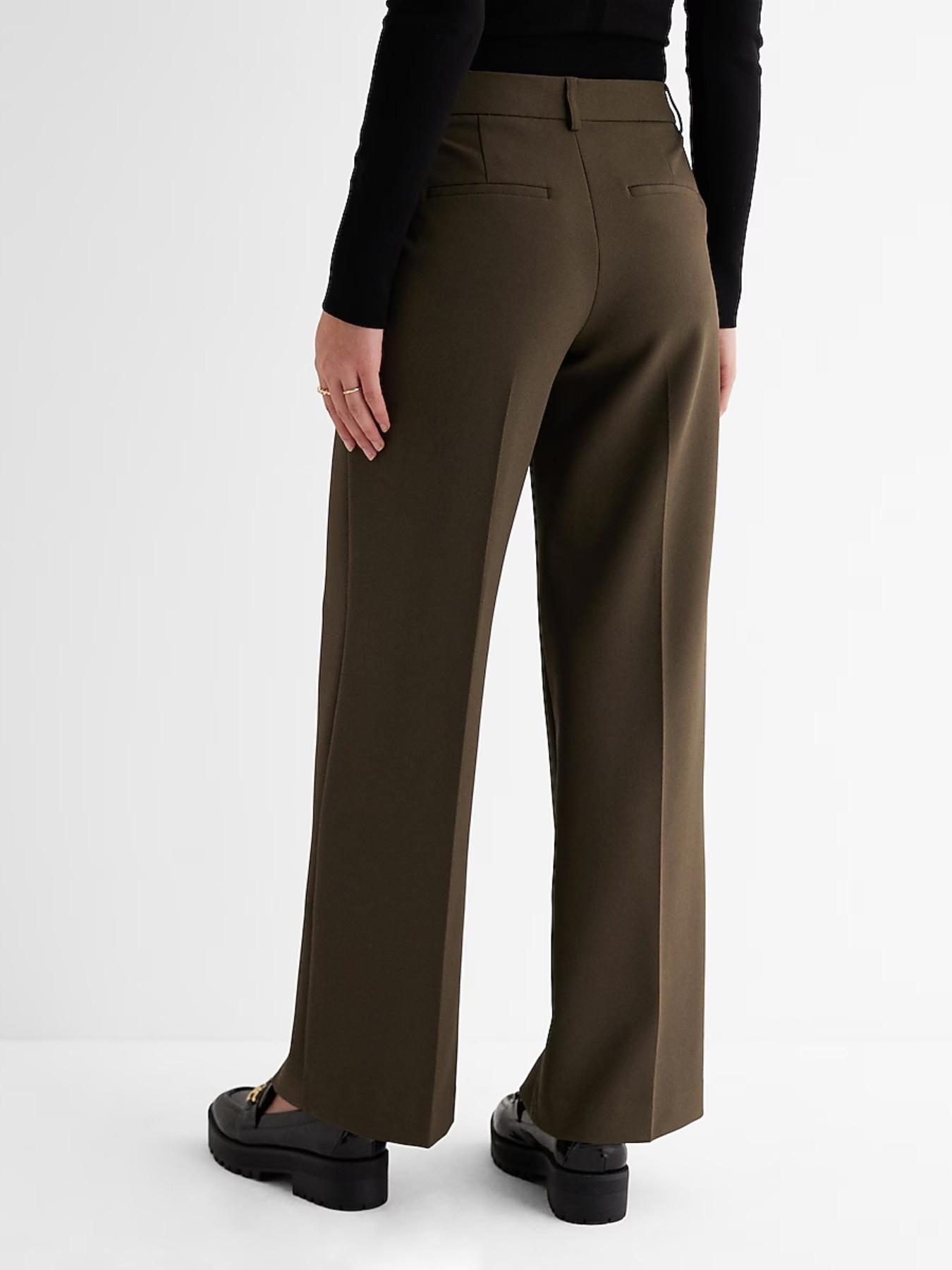 Women's Mid-Waist Solid Color Straight Leg Pants, Elegant Fashion Casual Long Pants, Perfect for Work Office and Business Occasions