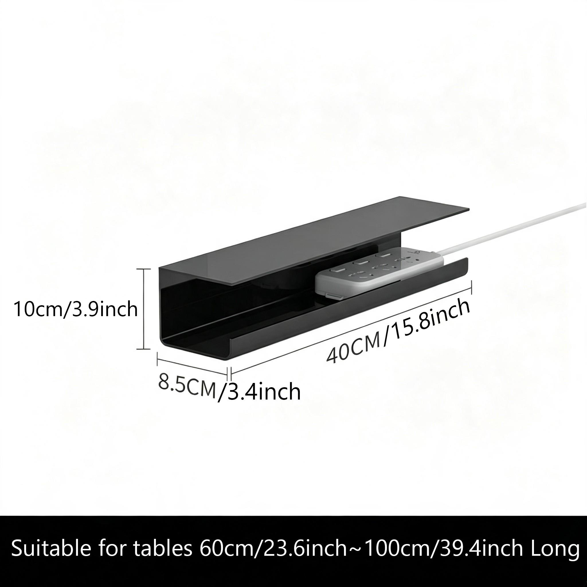 1pc Under Desk PVC Cable Management Tray, Adhesive No Drill Damage-Free Wire Organizer,Large Capacity Sturdy PVC Cable Holder for Office,Home Office & Standing Workstations,Cable Management Tray,Black,40cm/15.7in