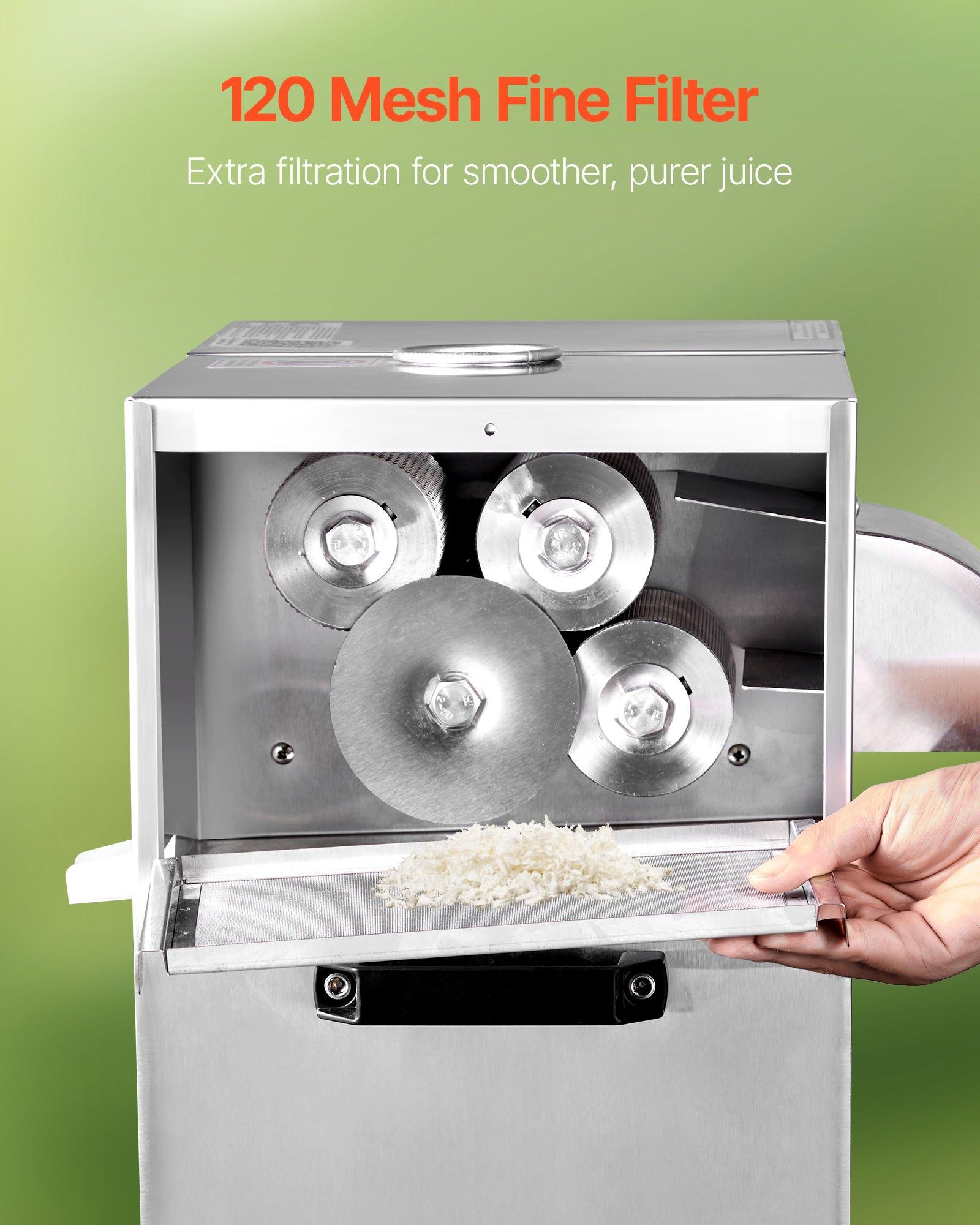 【DealsForYouDays】VEVOR Commercial Sugar Cane Juicer, 800W Electric Sugarcane Juicer Machine with 661LBS/H High Output, 4 Stainless Steel Rollers, Sugar Cane Press Juice Extractor Squeezer for Home/Commercial Use