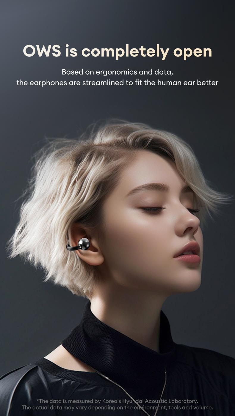 MGALL C02 Clip-On Ear Headphones with LCD Full Color Touch Screen, 2025 New Bluetooth 6.0 for Faster, More Stable Connection & Lower Power Consumption, Audio Wireless Headphones for Music & Phone Calls