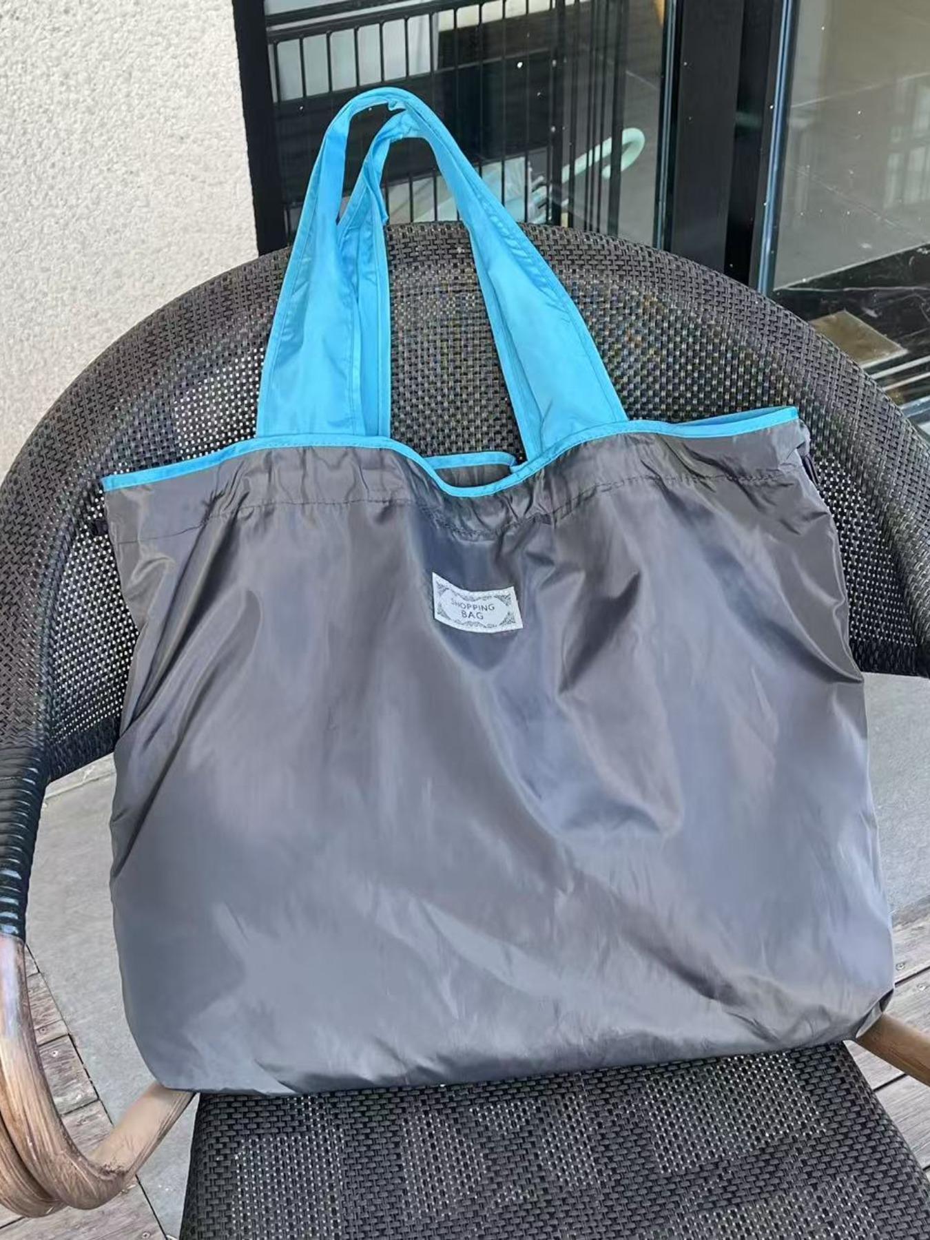 Foldable Drawstring Shopping Bag, Waterproof Nylon, Large Capacity, Casual Style, Reusable, Multi-Color, Ideal for Travel and Daily Use, Reusable Shopping Bags