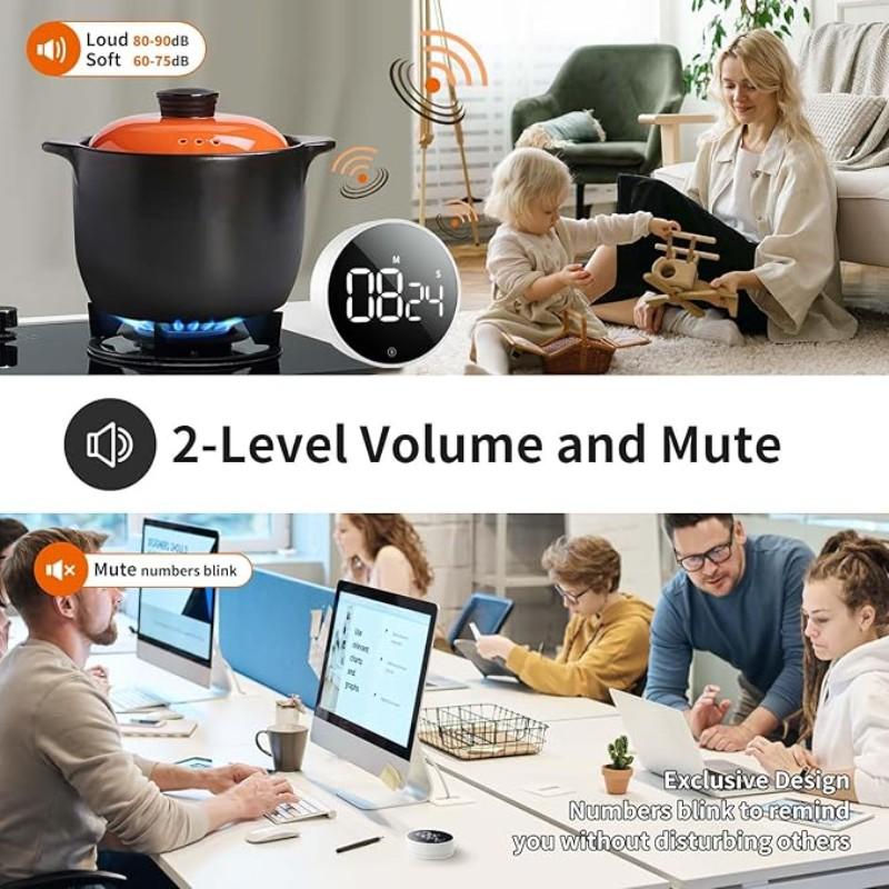 Multifunctional Timer for Kitchen, Kitchen Egg Timer, Fitness & Learning, Silent Digital Adjustable Timer, Portable Design, Space-Saving Compact, Durable Modern Look