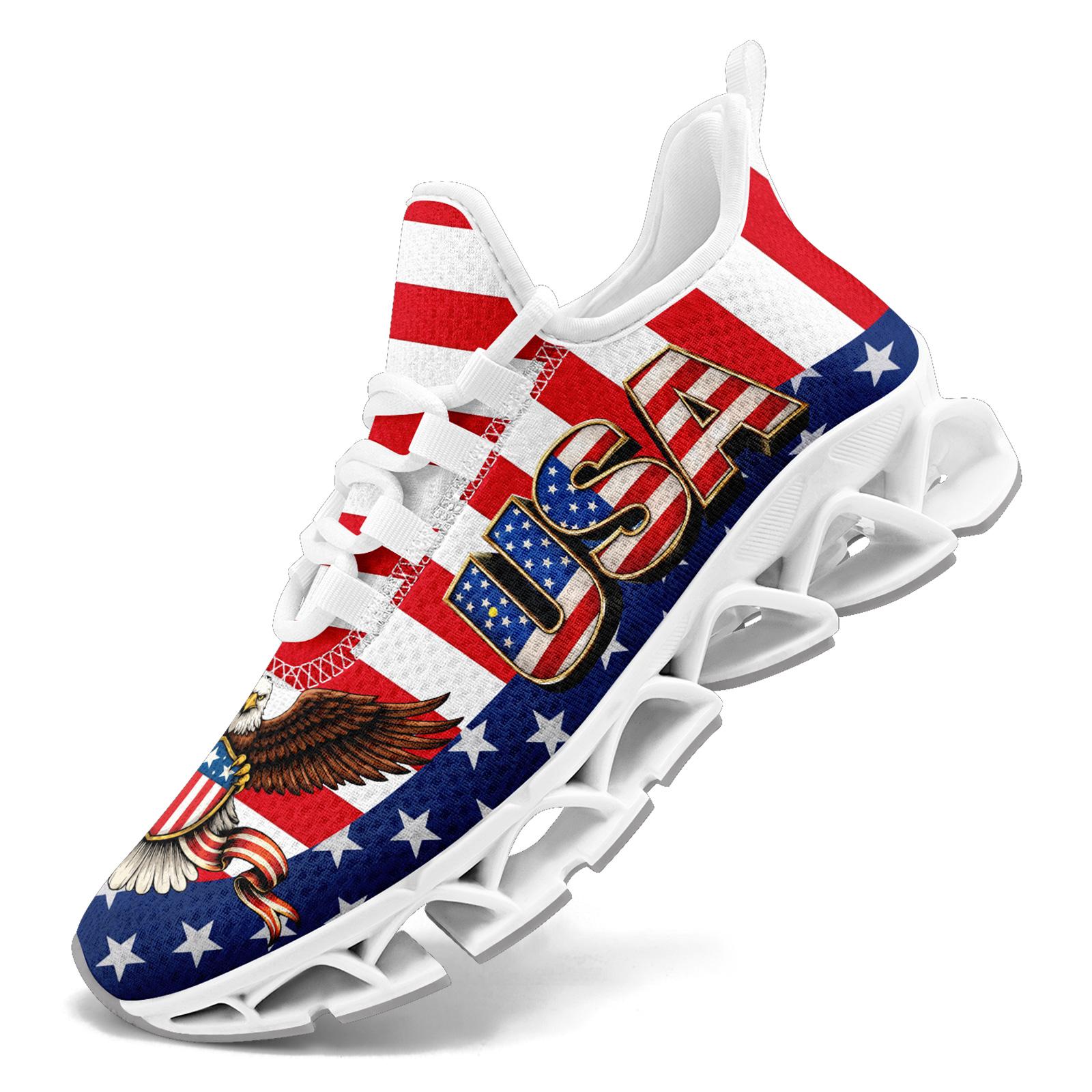 Men's Patriotic US Colors Sports Shoes, Stylish Breathable Blade Sneakers, Comfortable All-Day Wear Casual Walking Shoes