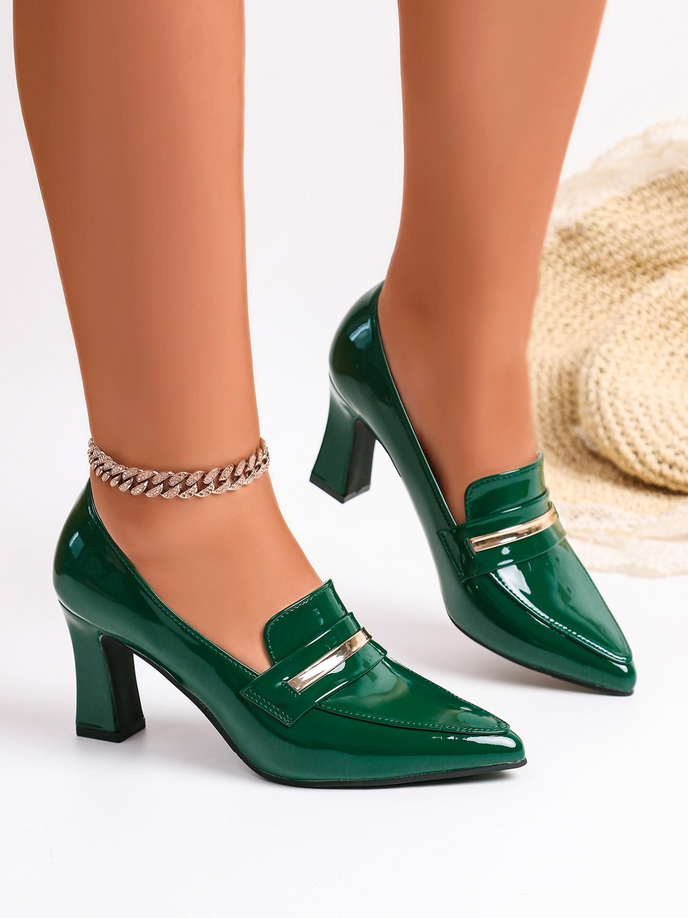 Women's Pointed Toe Stiletto High Heels, Metal Buckle Design, Artificial Leather, Medium Width, All Seasons, Office Commute, Business Meetings