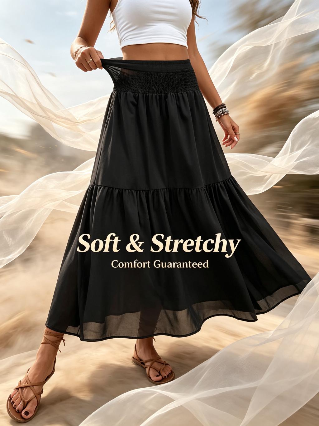 A-line long floral print midi skirt - autumn/spring premium patchwork women's skirt, Lady, Skirts