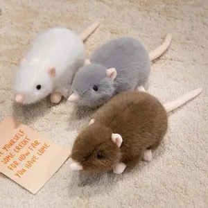 4 Sizes Cute Realistic Mouse Plush Toys Soft Fluffy Crawling Mouse Doll Cozy Throw Pillow Funny Game Props Desktop Pets