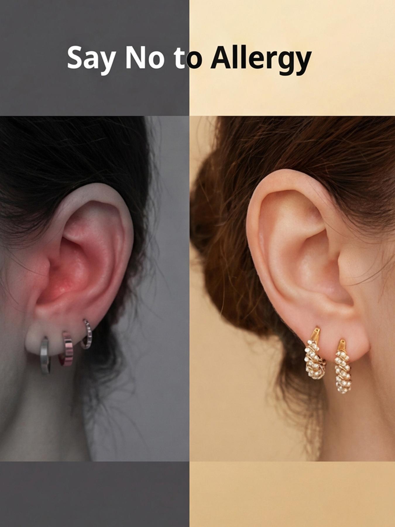 Women's Hypoallergenic Titanium Steel Twisted Pearl Hoop Earrings, Non-Fading Huggie Earrings Premium Fashion Jewellery Jewelry Box Included with Every Order