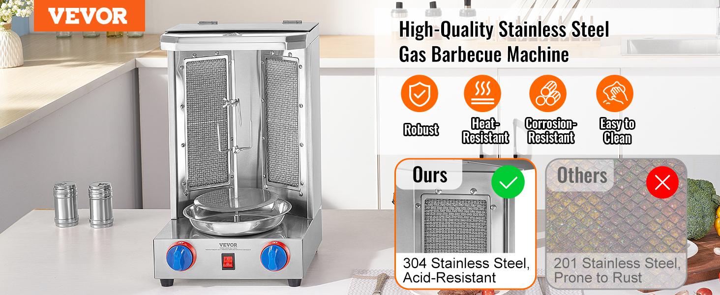 VEVOR Shawarma Grill Machine, 13 lbs Capacity, Chicken Shawarma Cooker Machine with 2 Burners, Gas Vertical Broiler Gyro Rotisserie Oven Doner Kebab Machine, for Home Restaurant Kitchen Parties
