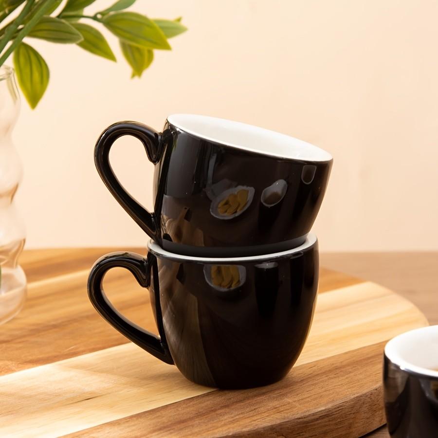 4pcs 60ML/2oz Ceramic Espresso Cups with Handle, Perfect for Espresso Machines, Ideal Gift for Coffee Lovers, Small Tea Cups