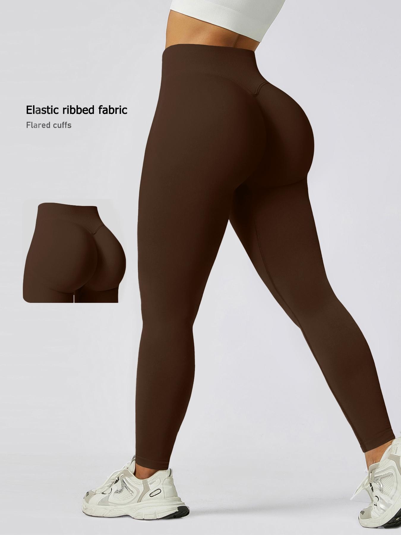 Women's Seamless High-Waisted Sporty Leggings, Tight-Fitting Knit Fabric, Butt-Lifting Yoga Pants for All Seasons