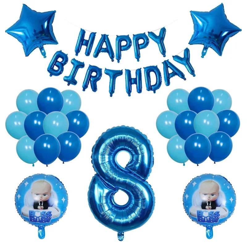 Boss Baby Birthday Aluminum Balloon Party Set Cartoon Digital Birthday Decoration
