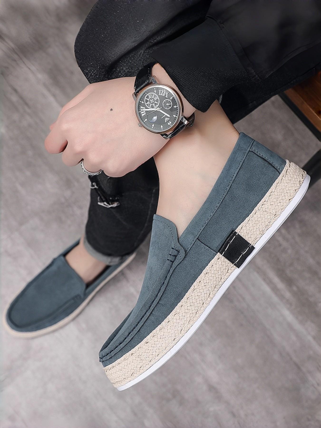 New Men's Casual Loafer Shoes, Woven Retro Trendy Straw Boat Shoes, Lightweight Comfortable Low-Top Slip-On Sneakers