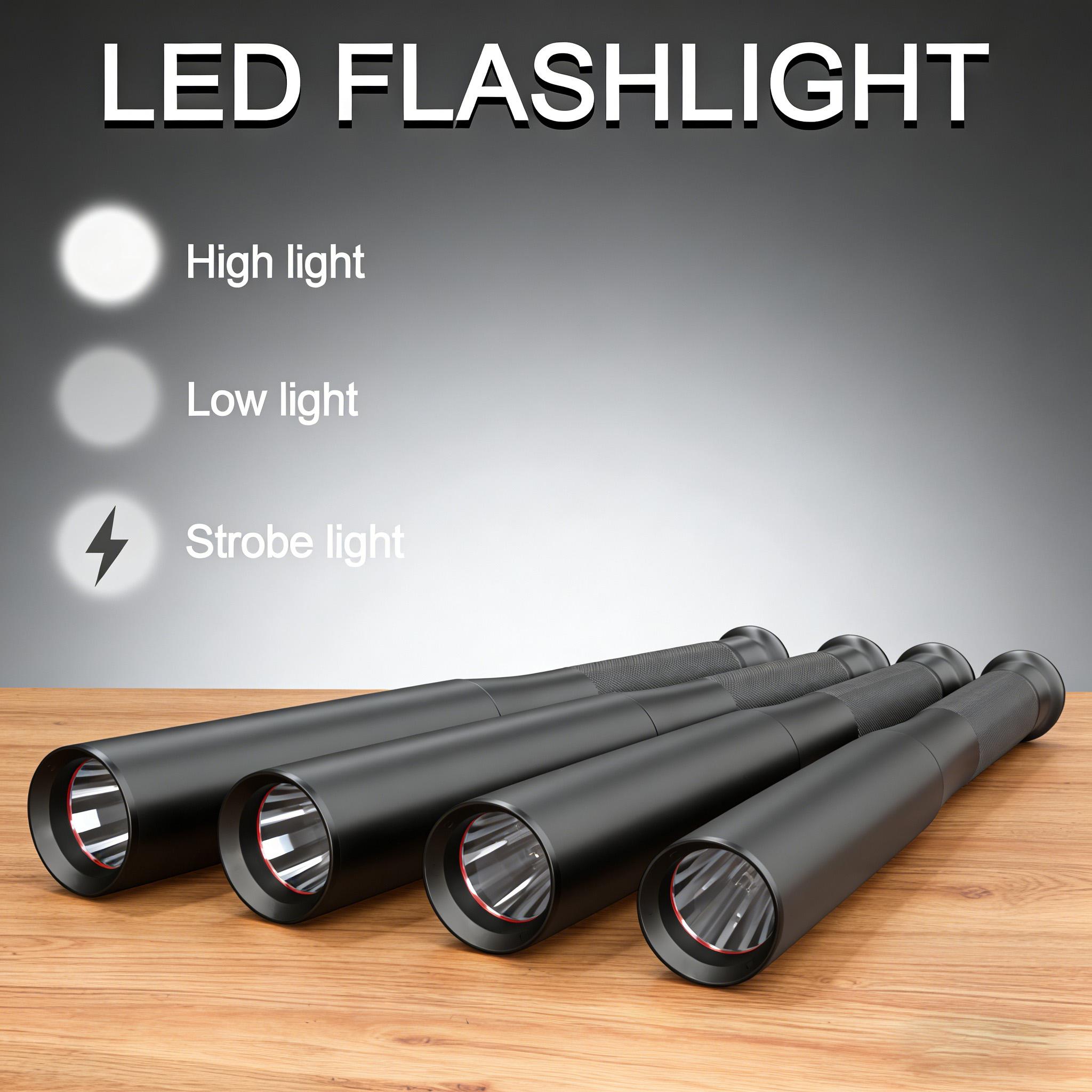 31cm/36cm/41cm LED Aluminum Alloy Flashlight, High Hardness, Three Modes Multi-Function High Brightness, Perfect Gift for Birthday Christmas Halloween Easter