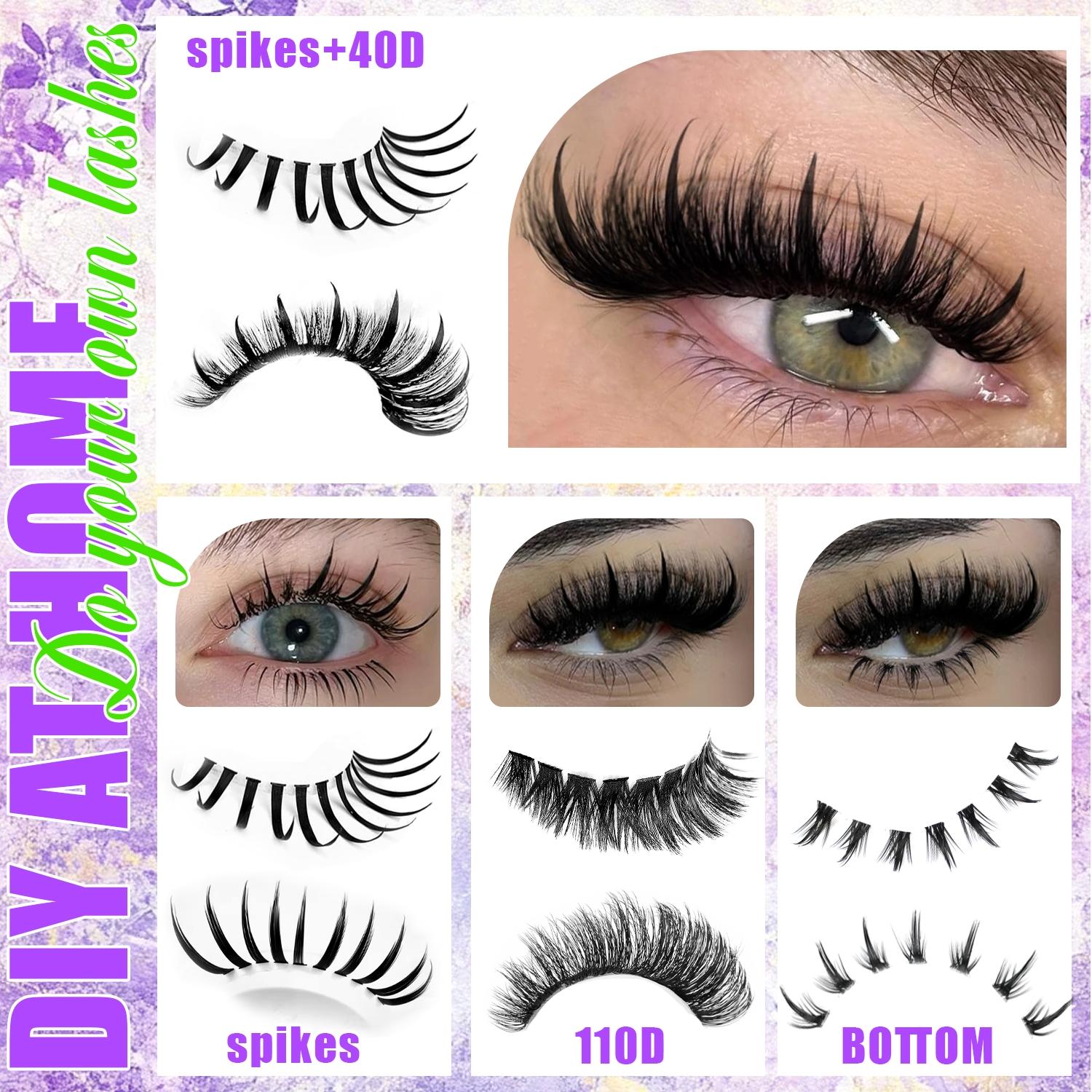 2244/800/244Pcs Spikes Lash Clusters, Ultra-Thick Lash Extension with Spiky and Bottom Lash, Volume Individual Eyelash Extensions, 10-18mm Lengths Reusable DIY Manga Anime Fluffy Lashes, D Curl Fairy Spiky Lash for Dramatic Everyday