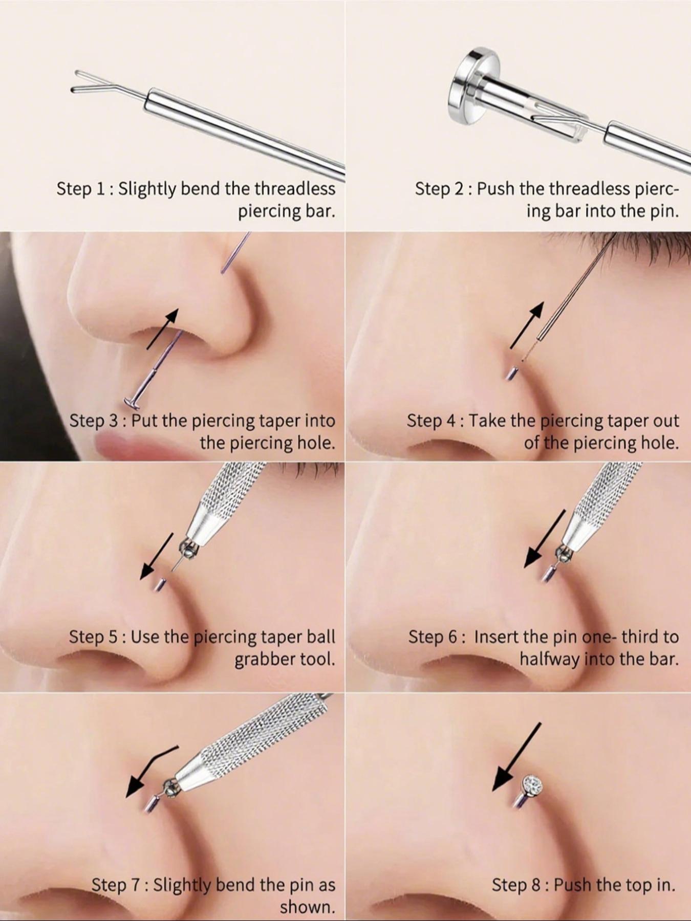 Body Piercing Jewelry Replacement Tool Set, Medical Grade Stainless Steel Cones & Beads Clips for Earrings Nose Rings Lip Studs