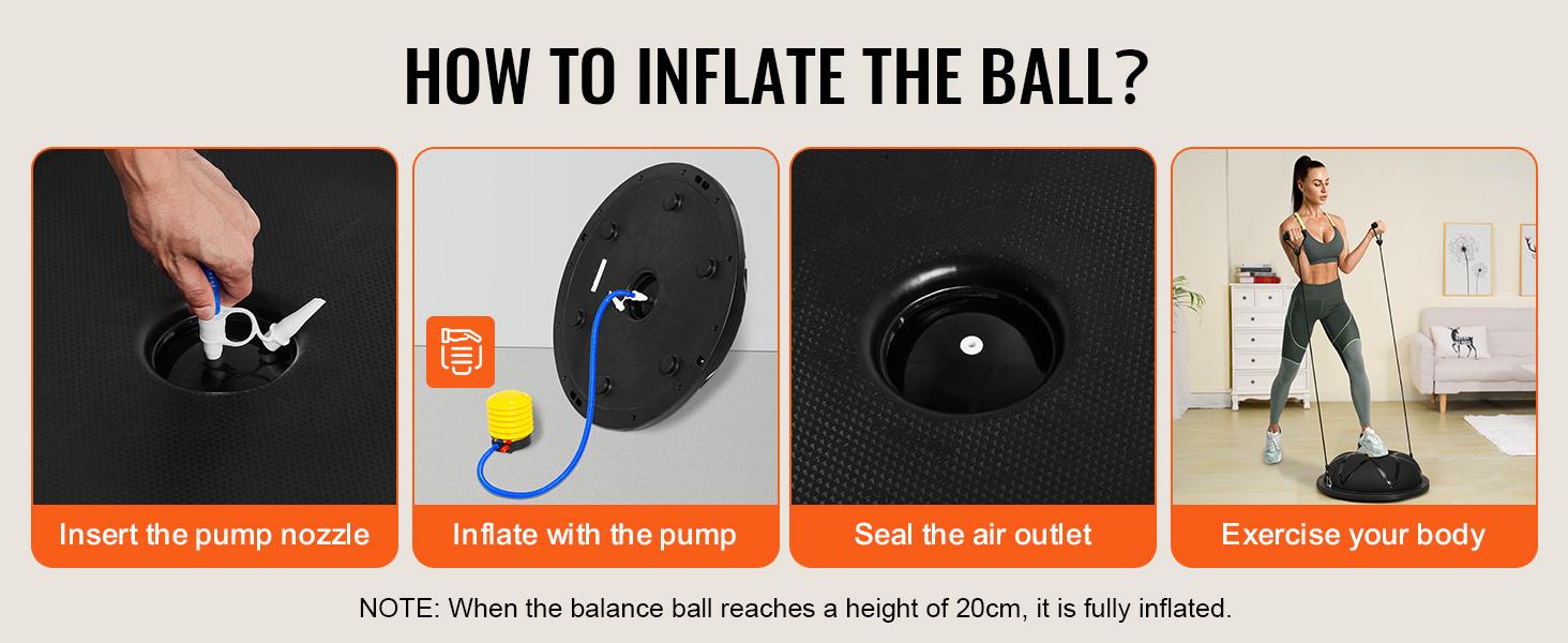 fathersdaygift  VEVOR Half Exercise Ball Trainer, 23 inch Balance Ball Trainer, 660 lbs Capacity Stability Ball, Yoga Ball with Resistance Bands and Pump, Strength Fitness Ball for Home Gym, Full Body Workouts, Black