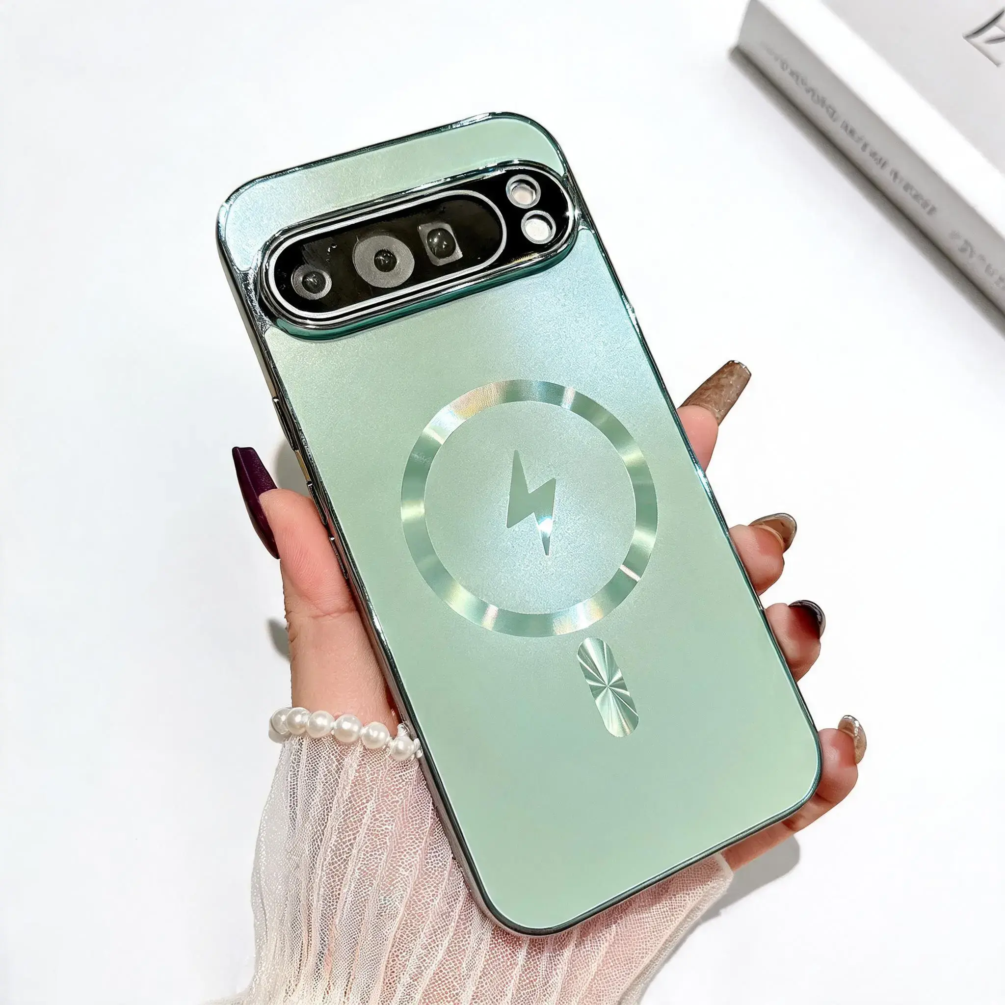 For Google Pixel 10ProXL 10Pro 10 Case, Shockproof Cellphone Accessory, Shockproof Magnetic Plating PC Protective Cover, Slim Fit Anti-Scratch Protection Smartphone Case for Pixel 9 9A 9Pro 9ProXL, 8 8A 8Pro, 7 7A 7Pro, Protective Casing