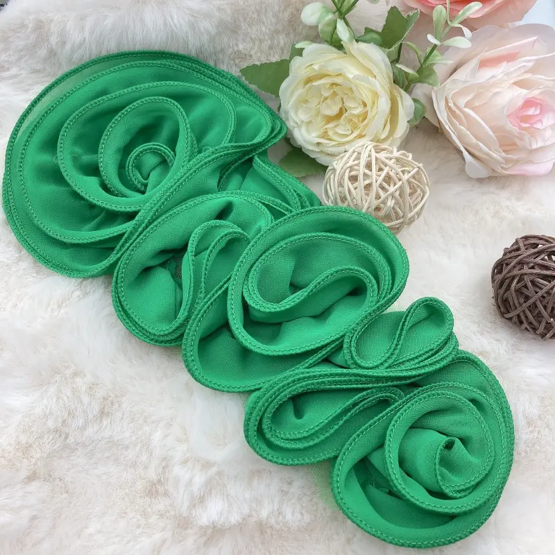 Handmade Tulle Rose Mesh Appliqué Floral Long Strips (29cm/11.42in) - 1 Piece, Multiple Colors, Sewing-Ready Decor for Sleeveless Formal Gown Shoulders & Bust, Holiday Home Decor