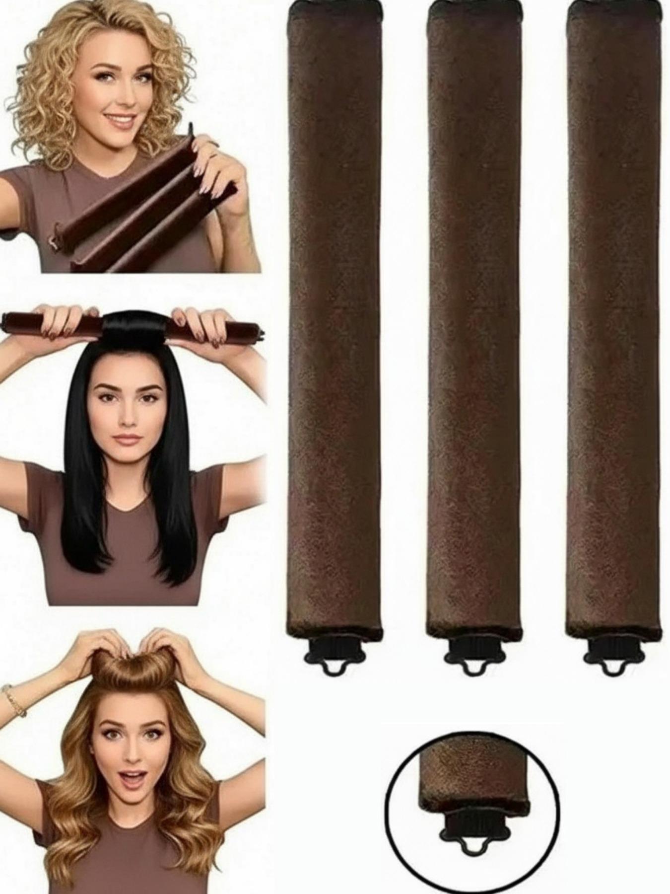 3 Piece No Heat Curling Iron Hooks Rubber Hair Roller Tool, Heatless Hair Curlers, Lazy Wave Curler for Sleep, Damage-Free Hairstyle Accessory