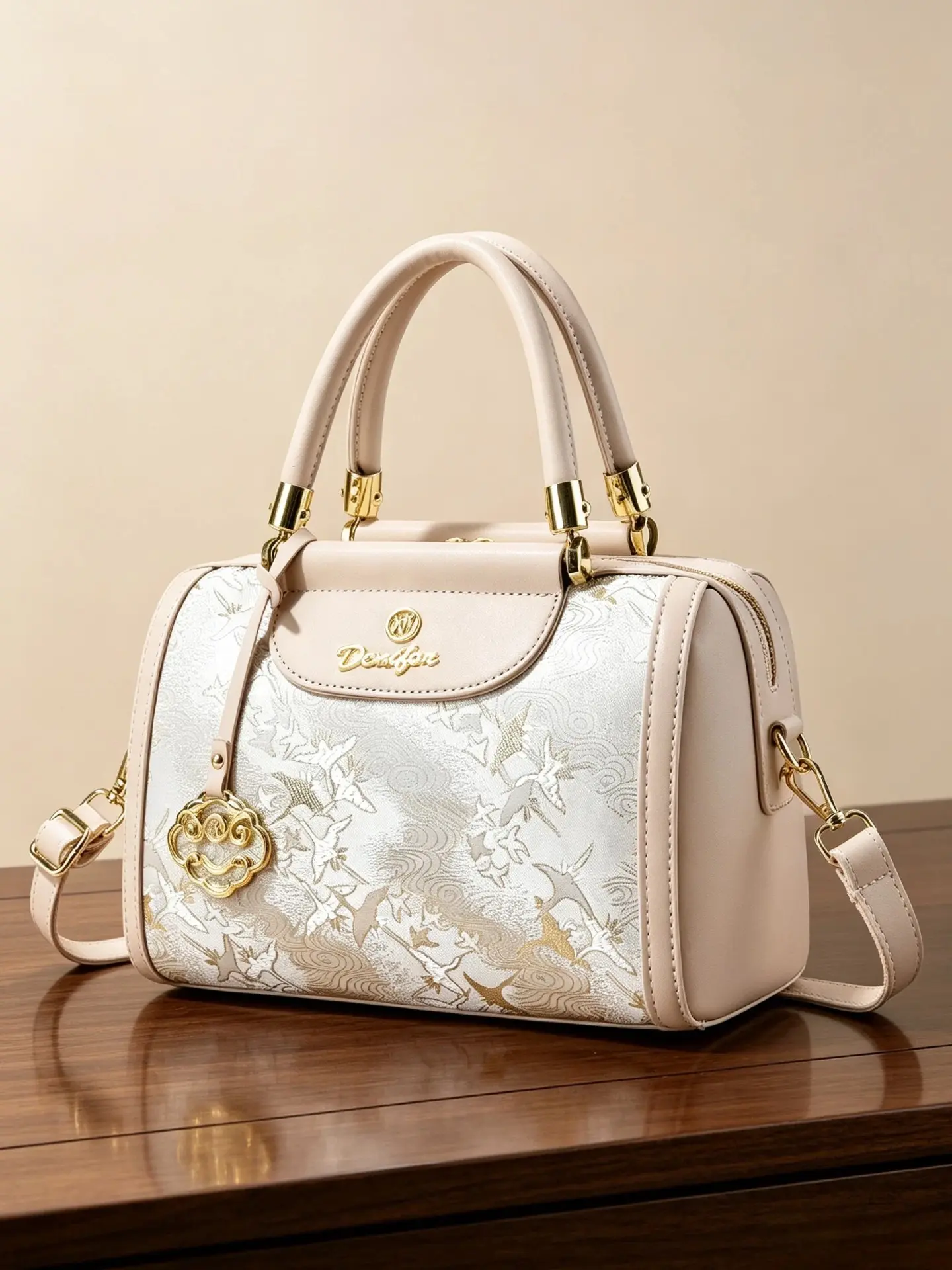 Fashion Embroidered Pattern Women's Handbag, Elegant Messenger Bag, Large Capacity, All-Over Print, PU Material, Multiple Carrying Ways