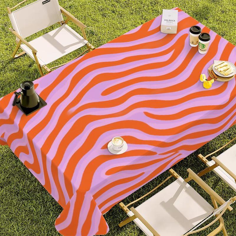 Vibrant Striped Rectangular Tablecloth, Polyester Material, Multiple Specifications Available, Multi - Color, Easy to Clean, Suitable for Daily Use, Festivals, Anniversaries, Cozy Dining Room Setting, Stylish Home Decor