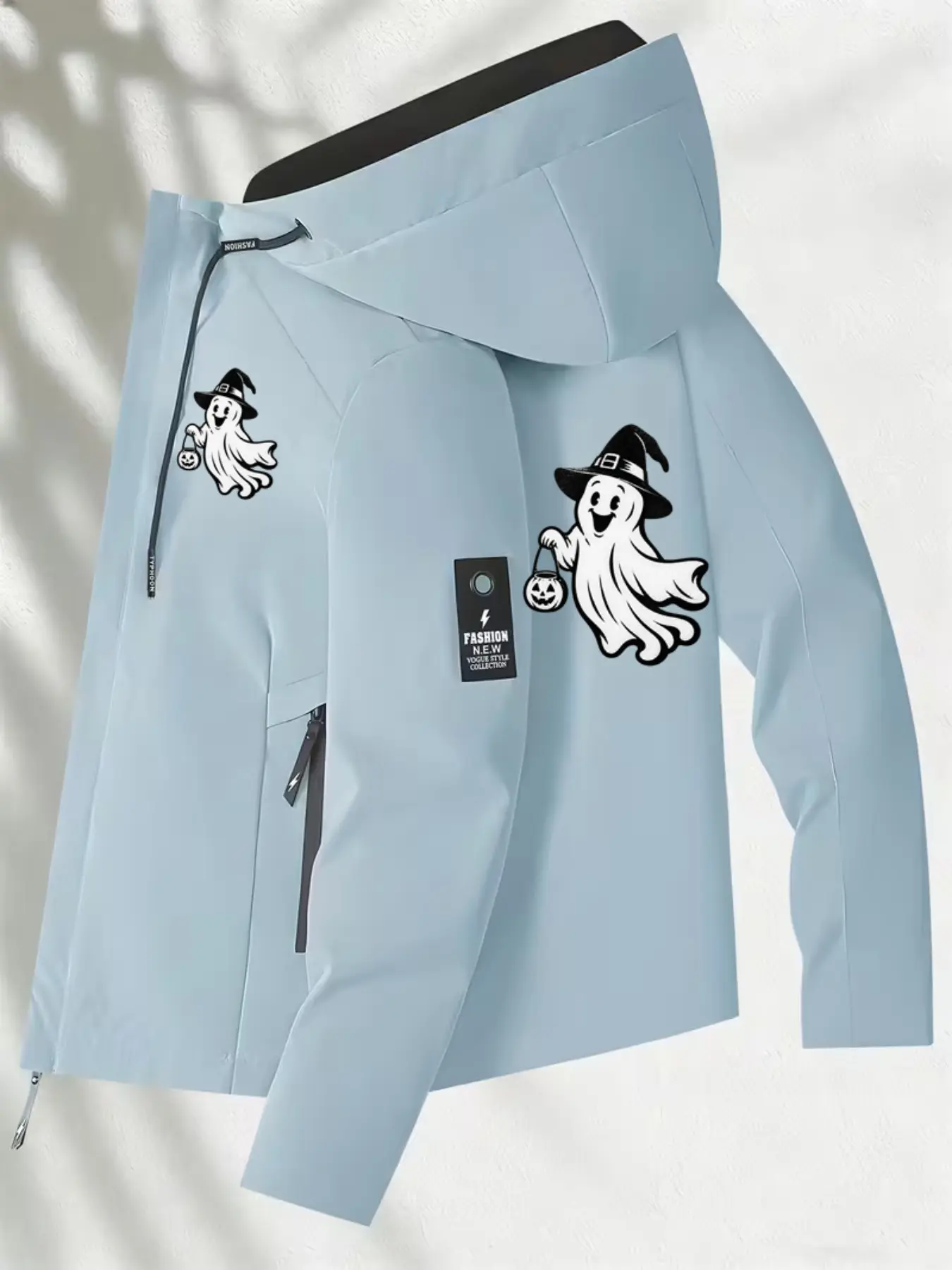 Women's Windproof Sport Jacket, Long Sleeve Zip Pocket Hooded Parka, Lightweight Warm Outdoor Casual Coat, Perfect Gift for Women