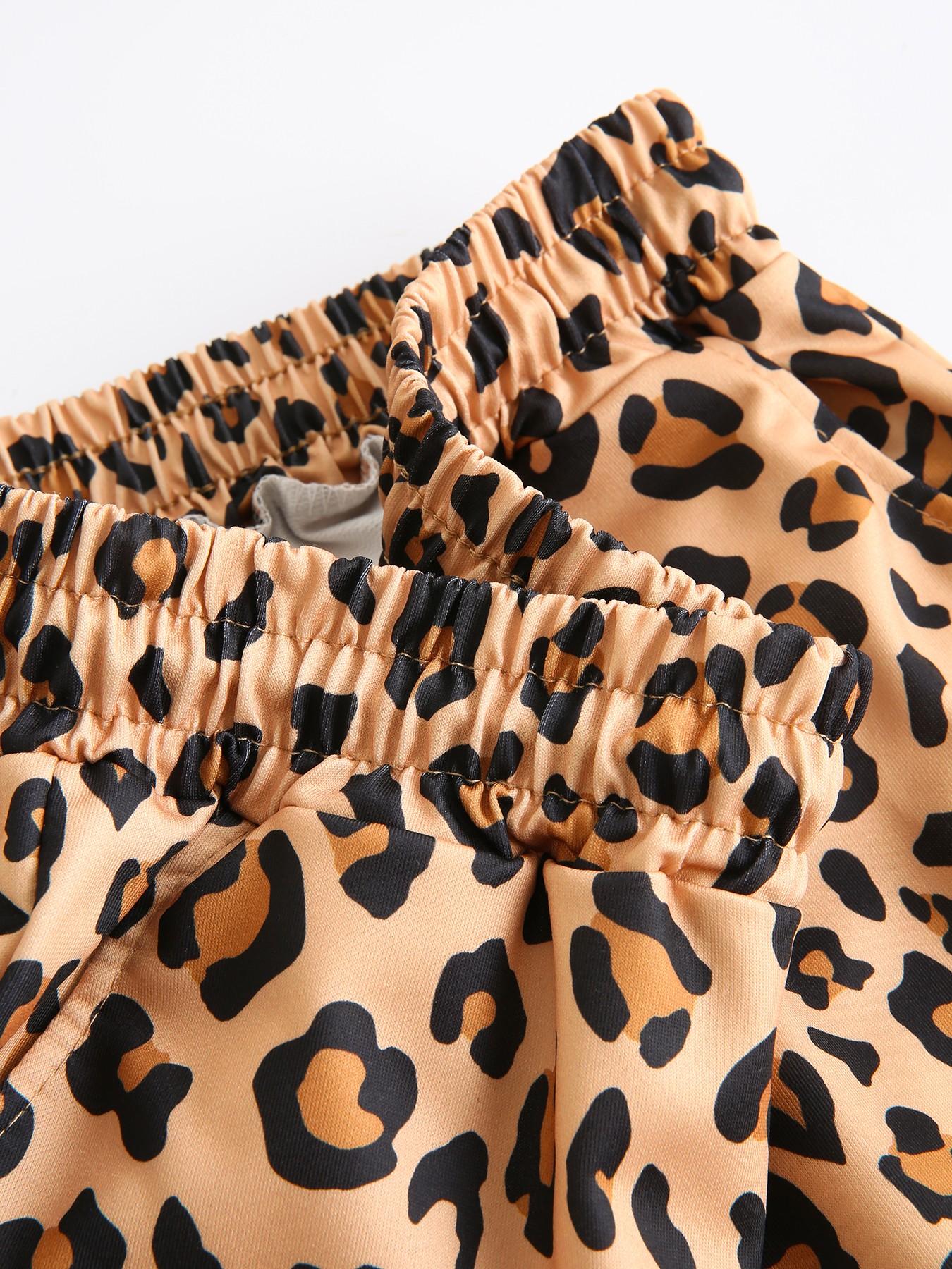 3-Pack Women's Summer Casual, Fashion, Elastic Waistband Shorts: Leopard Print + Solid Color – Comfortable, Loose Fit. Soft fabric, slant pockets, letter tag design. Suitable for daily light exercise, going out, home wear